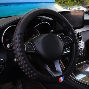 Productos automotrices Carbon <span class=keywords><strong>Tiny</strong></span> Silicone Massage Pellet Funda de cuero para volante sin anillo interior Se adapta a 14,5-15 pulgadas - Product Image 2