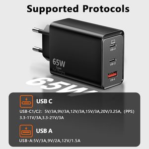 HYTO-<span class=keywords><strong>Cargador</strong></span> USB C de 3 puertos, fuente de alimentación de 65W, PPS, <span class=keywords><strong>cargador</strong></span> rápido, PD + QC, <span class=keywords><strong>para</strong></span> Samsung, <span class=keywords><strong>Mac</strong></span> Book, iPhone 16, 17 - Product Image 5