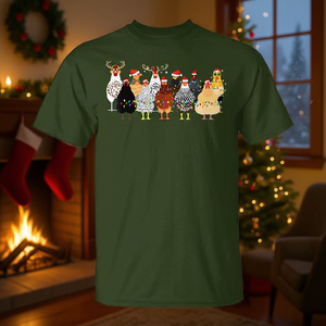 Camiseta de Navidad con diseño de gallina y sombrero de Papá Noel con luces decorativas - Product Image 3