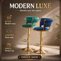 Tabouret de bar pivotant moderne de luxe avec structure en fer durable, chaise de salle à manger vintage haute dorée, siège en velours – En promotion