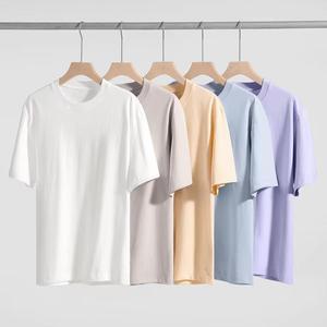 Vendita calda t-shirt da uomo 230g in puro cotone pesante manica corta Casual ampia tinta unita Tshirt per la calda estate - Product Image 1