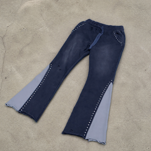 Nouveau design – Pantalon de survêtement baggy unisexe avec strass, logo personnalisé, coupe large, en coton épais, jambe droite, effet empilé pour homme - Product Image 4