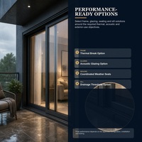 Portes coulissantes en aluminium sur mesure, système de 4 panneaux en verre pour ouvertures larges de patios commerciaux, balcons et projets de jardins
