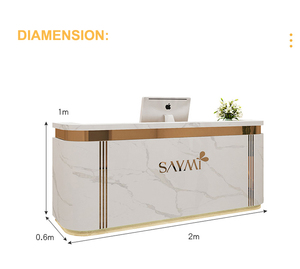 Cửa hàng làm đẹp bằng đá cẩm thạch trắng Salon bàn trước quầy lễ tân thiết kế quầy thanh toán màu hồng cao cấp quầy tiếp tân hiện đại - Product Image 4