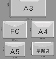 Pochette transparente en PP avec bouton-pression pour présentations A3 A4 A5 FC, organiseur de documents et de reçus