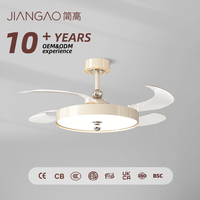 Ventilateur de plafond intelligent rétractable moderne de 42 pouces avec 4 pales invisibles, lampe avec éclairage LED et télécommande
