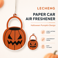 Désodorisant de voiture personnalisé en forme de citrouille d'Halloween, carte parfumée suspendue, ornement d'intérieur automobile avec tête de carte et sac OPP
