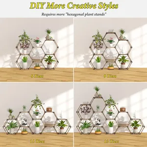 Support à <span class=keywords><strong>plantes</strong></span> hexagonal d'intérieur, <span class=keywords><strong>étagère</strong></span> à <span class=keywords><strong>plantes</strong></span> en bois d'<span class=keywords><strong>extérieur</strong></span>, support à <span class=keywords><strong>plantes</strong></span> en forme d'échelle pour 9 pots, support à <span class=keywords><strong>plantes</strong></span> transformable - Product Image 2