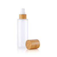 Flacon de lotion en verre dépoli avec bouchon en bambou 100ml 150ml – Emballage cosmétique rechargeable pour soins de la peau et beauté (vente en gros)
