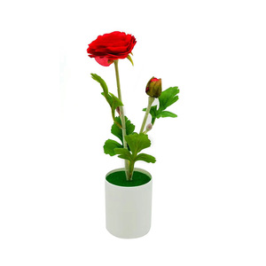 Plante de rose artificielle 30 cm, pot blanc, fleurs en soie plastique, décoration pour la maison, le bureau, les mariages - Product Image 5