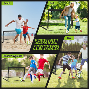 Buts de football à montage rapide 8'x6' avec cadre <span class=keywords><strong>en</strong></span> acier résistant aux intempéries, ensemble de poteaux de football avec filet, équipement de terrain fabriqué <span class=keywords><strong>en</strong></span> usine - Product Image 3