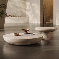 Table Basse Crème Style Antique, Café Ambiance Décontractée, Petit Appartement, Design d'Influenceur, Meuble de Salon