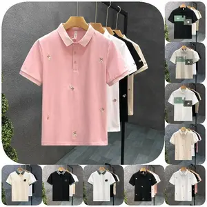 Chaud été t-shirts décontractés porter rayé Polo t-shirt hommes 100% coton respirant Logo personnalisé chemises garçons décontracté Street Wear nouveau Fas