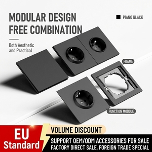 Prise murale de type 86, norme européenne, en matériau PC, design élégant et tendance, style européen - Product Image 1