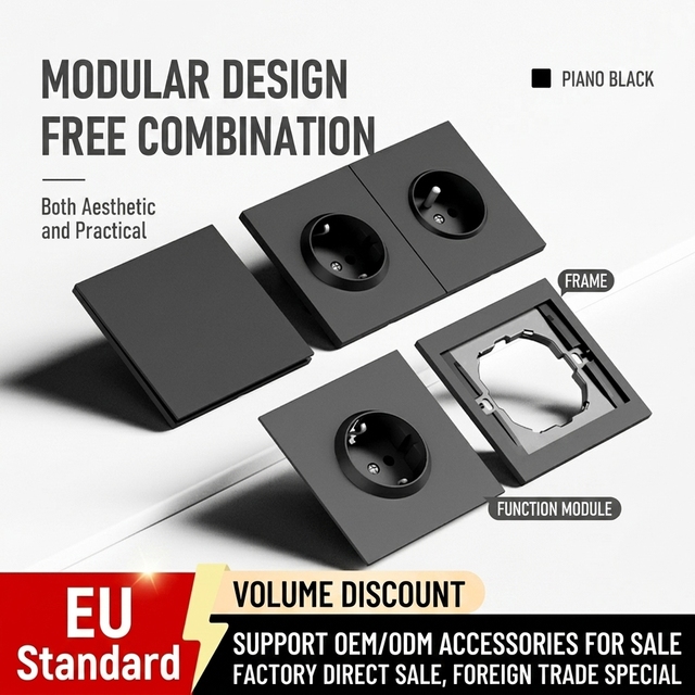 86 Type European Standard PC Material Skin-like and Fashionable Design European-style Wall Socket Wall Switch