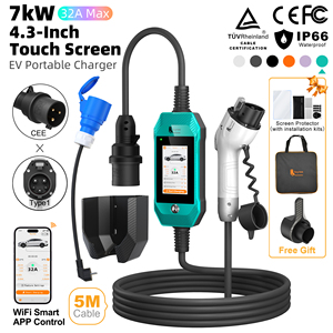 Feyree New Portable EV Charger 7kW 16A 32A Type 1 Mobile EV Charger AC Station with CEE <b>Adapter</b> to Schuko <b>Plug</b> WiFi Control - Product Image 1
