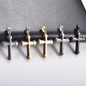 Collar con Colgante de Cruz de 3 Capas de Acero Inoxidable Estilo Punk, para Hombres y Mujeres, Amuleto de Fe Cristiana, Cadena de Metal, Regalo de Joyería - Product Image 3
