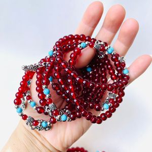 Pulsera de imitación de granate de varias capas para mujer, parejas, pulsera de tres hilos, 6 mm, fuente de venta ambulante económica, multicapa - Product Image 3