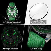 Montre pour homme Poedagar 879, bracelet en cuir véritable de luxe, chronographe, quartz, montre lumineuse, étanche, montre de sport pour homme
