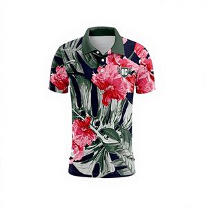 Chemises d'été décontractées respirantes à manches courtes unisexe, imprimées par sublimation florale, extensibles, grandes tailles, pour l'extérieur - Product Image 1