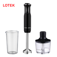 Mixeur Plongeant Électrique 1200W avec Fonction Glace Pilée, Commandes à Bouton-Poussoir, 5+ Vitesses, 4 Lames, Boîtier en Plastique et 7 Accessoires