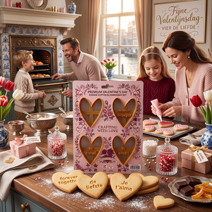 Lot de 4 emporte-pièces en plastique en forme de cœur avec tampon de citations d'amour, moule à biscuits 3D Saint-Valentin pour la pâtisserie et la décoration de gâteaux en fondant - Product Image 2