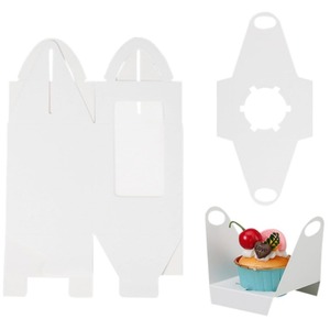 Portable Handle Single <b>Cupcake</b> <b>Box</b> Clear Window Food Grade White Kraft Paper Muffin Cake Packaging <b>Box</b> Custom Logo - Product Image 3