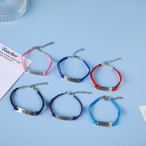 Pulsera de Letras Tejida a Mano, Banda de Cuerda Multicolor, Plata Tibetana, Joyería Unisex para Regalo - Product Image 1