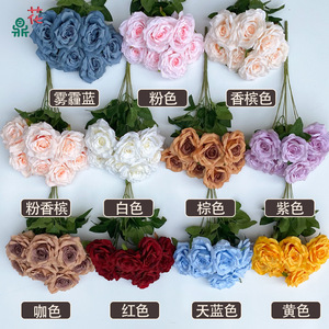ช่อดอกกุหลาบหิมะสีชมพู 7 ดอก ขนาด 44 ซม. ดอกไม้ประดิษฐ์ สไตล์นอร์ดิก ตกแต่งบ้าน อุปกรณ์ประกอบฉากงานแต่งงาน - Product Image 5