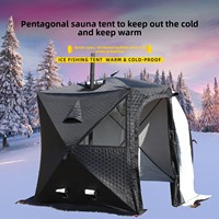 Tente de sauna pentagonale russe pour l'hiver, en TPU, avec grande fenêtre, imperméable, compatible avec un chauffage, prête à l'emploi, en tissu Oxford et fibre de verre