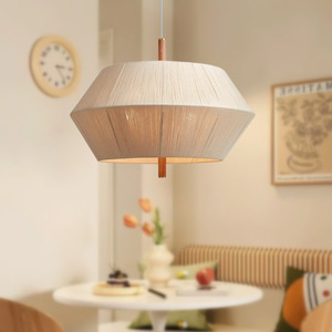 Vintage Solid Wood Woven Pendant <b>Light</b> Retro Hemp Rope <b>Dining</b> Room Fixture Japanese Wabi-Sabi Style Bedroom Living Chandelier - Product Image 1