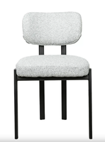 Chaises de salon modernes en tissu bouclé, dossier incurvé, pieds en métal, lot de 4