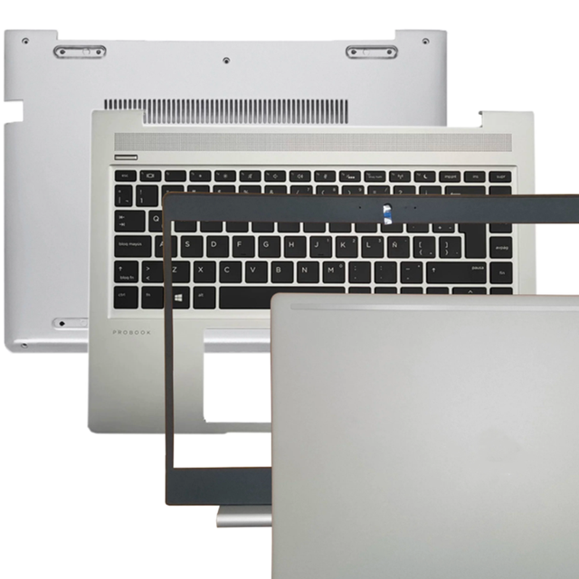 New Cases for HP ProBook 440 G6 445 445R G6, LCD Back Cover, Upper Palm Rest with Keyboard Top Shell Silver Bottom Shell