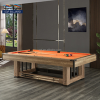 Table de billard S.Q.F 7 pieds de luxe personnalisée avec plateau en marbre et pieds en bois, coussin en tissu, accessoires de billard 3 en 1