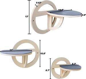 Estante de pared DIY clásico de madera para gatos, conjunto de <span class=keywords><strong>hamaca</strong></span> y perchas de pared 3 en 1, escalones, árbol de actividades, juego y descanso - Product Image 1