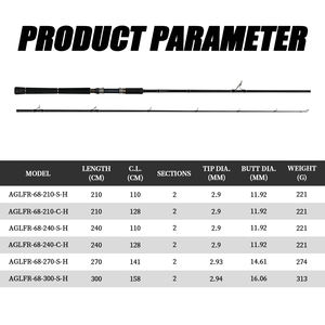 <span class=keywords><strong>Canne</strong></span> à pêche en mer d'eau salée, robuste, 2 sections, popper, pêche en haute mer, 2,1 m, 2,4 m, 2,7 m, 3 m, <span class=keywords><strong>canne</strong></span> à pêche en bateau, <span class=keywords><strong>canne</strong></span> à pêche pour le thon GT - Product Image 2