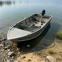 Bateau utilitaire en aluminium soudé résistant à la corrosion de 3,3 m, capacité de charge de 700 kg pour la pêche en eau peu profonde, les travaux aquacoles et les loisirs