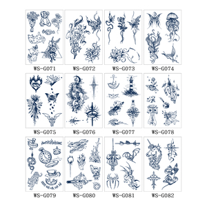 Nouveaux autocollants de tatouage semi-permanents résistants à l'eau, à base de plantes, pour le visage, motifs fleurs et petits animaux - Product Image 4