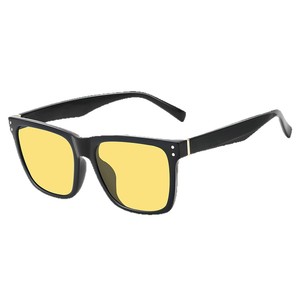 Unisex Square Sunglasses <b>Black</b> <b>Frame</b> Blue Lens UV400 Polarized Large Face Fashion Style - Product Image 5