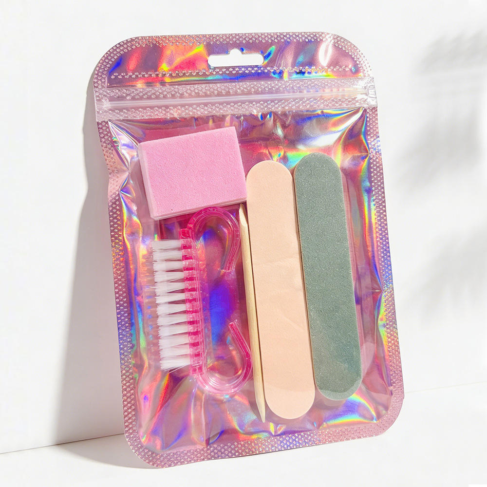 Set - Pink Transparent Brush Short Wooden Stick - 1pc