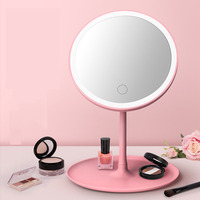 Custom Color Table Rechargeable Illuminated Make up Mirror Round Led Lighted Vanity Makeup Mirror With Light