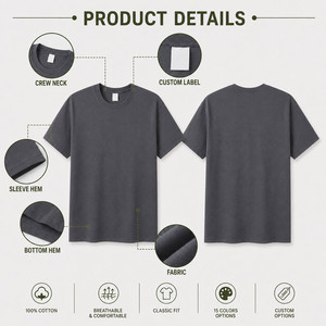 T-shirt personnalisé pour homme, 200 g, coton peigné, coupe classique, couleur unie, col rond, manches courtes, respirant, tricoté, sportif, décontracté - Product Image 4