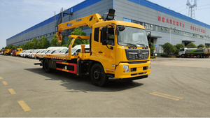 รถยกพ่วงแบบพื้นเรียบ Dongfeng Kinland 245 แรงม้า 10 ตัน พร้อมเครนยืดหดได้ 4 ท่อน 8 ตัน สำหรับกู้ภัยบนท้องถนน 1 คัน ลากได้ 2 คัน - Product Image 2