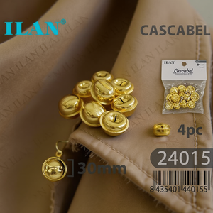 Campanelle in Metallo Dorato Ilan Cascabel 30mm 4 Pezzi Perline Classiche Durevoli per Abbigliamento - Product Image 3