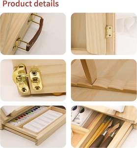 Портативный деревянный мольберт Huashen, набор для рисования 12 видов цветов, 2 кисти, палитра и нож, подходит для взрослых, художников, детей - Product Image 4