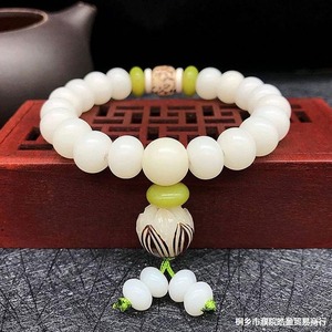 Moda White jade bodhi lotus hand string coppie maschili e femminili <span class=keywords><strong>perline</strong></span> buddiste <span class=keywords><strong>perline</strong></span> rotonde rosario <span class=keywords><strong>perline</strong></span> braccialetto di giada - Product Image 2