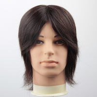 Tête de mannequin d'entraînement professionnelle en cheveux humains naturels de haute qualité pour la coiffure et la coupe de cheveux masculins