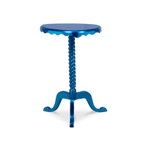 Table d'appoint de luxe à colonne torsadée avec finition feuille d'argent, pieds trépieds élégants, couleurs personnalisables pour salon
