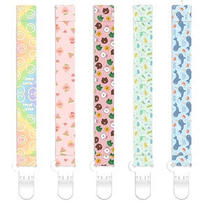 Clips pour bébé en tissu de conception moderne, non toxiques, sublimés, pour garçons et filles, avec cordon pour lanière anti-chute - Product Image 1