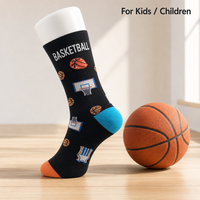 Chaussettes de basketball pour enfants OEM à faible MOQ - Chaussettes de sport en mélange de coton lavables en machine pour garçons de 10 à 12 ans avec grip antidérapant